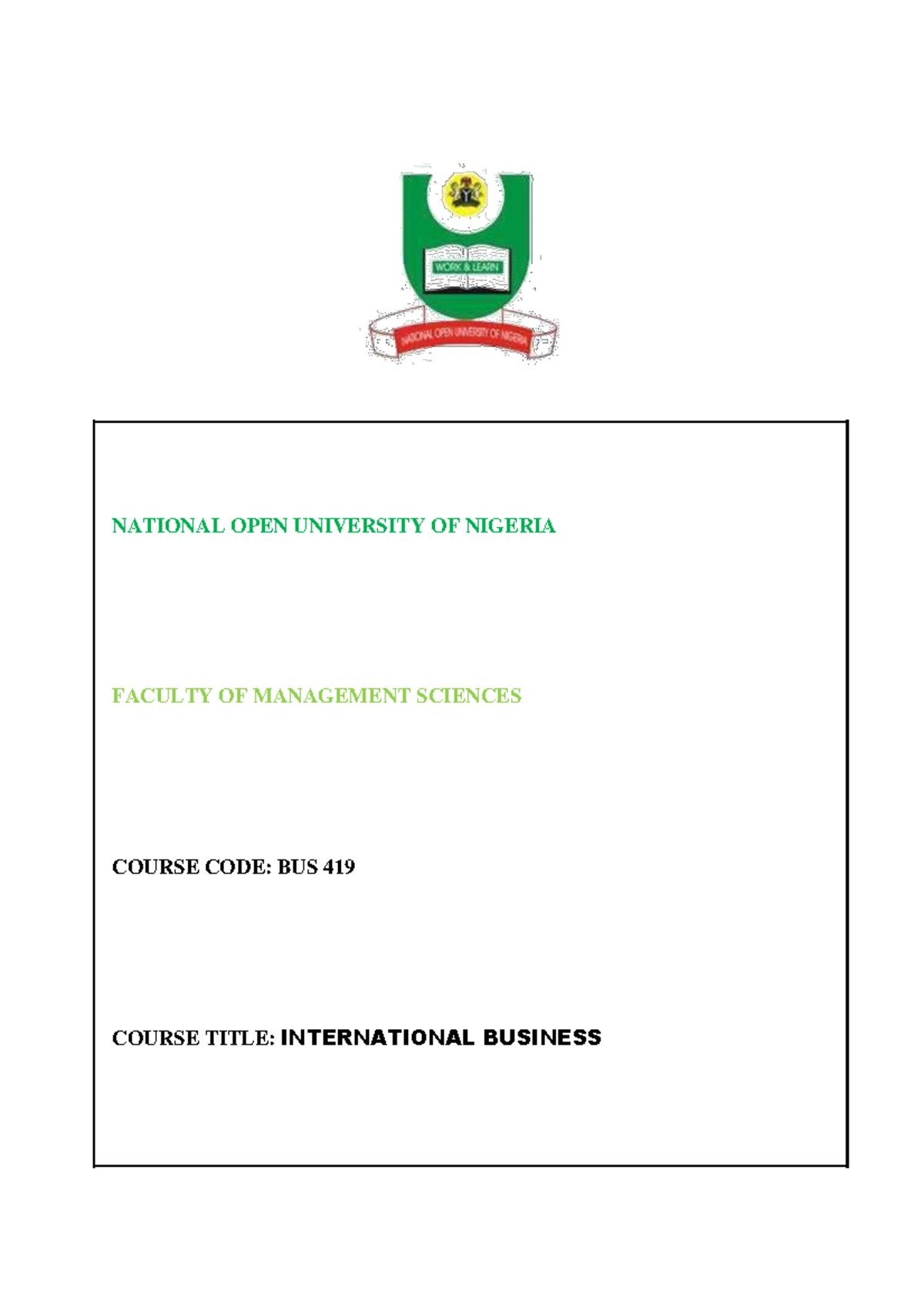 BUS 419: Comprehensive Guide to International Business Concepts - Studocu