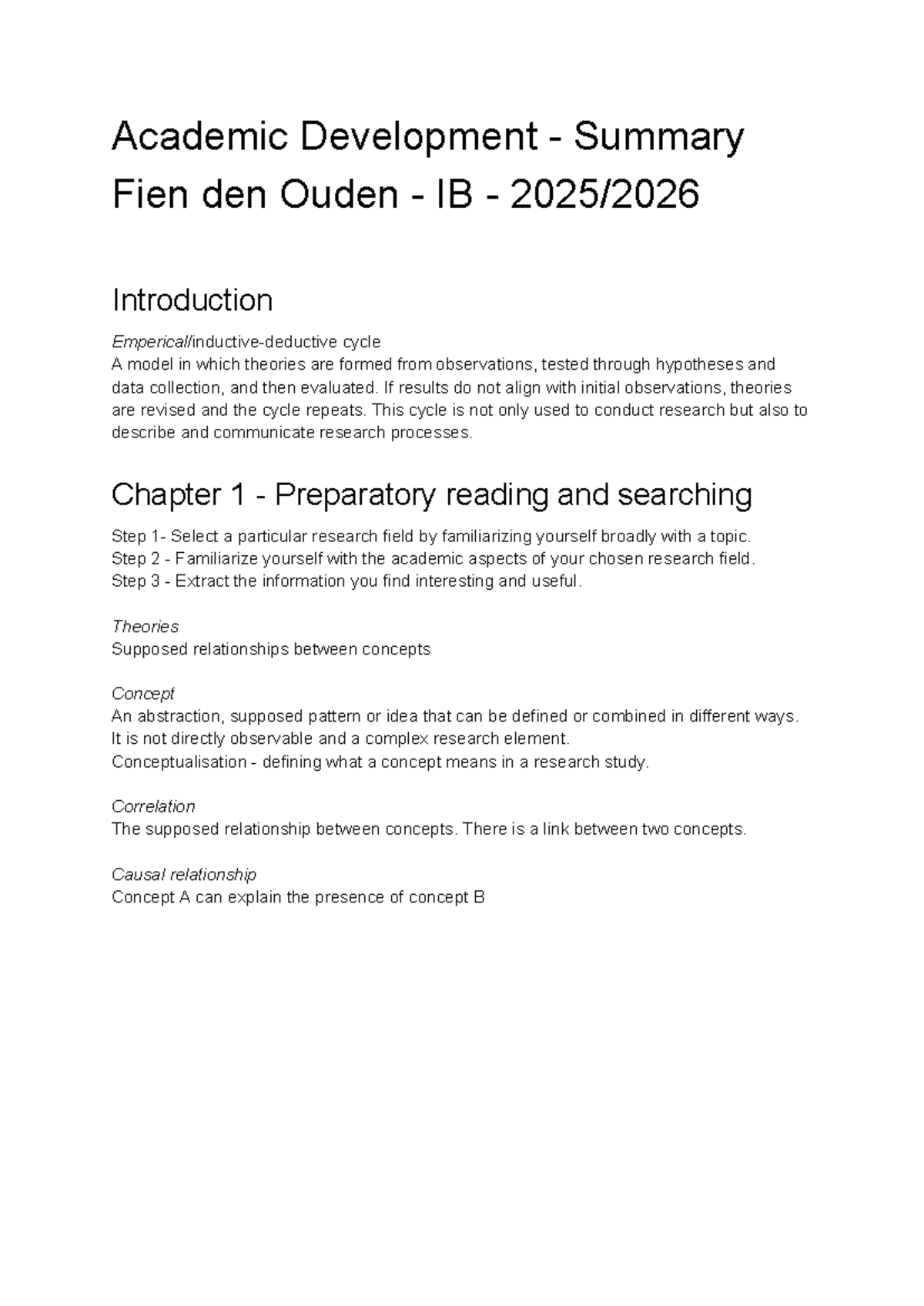 Academic Development Summary: Key Concepts and Research Methodologies ...