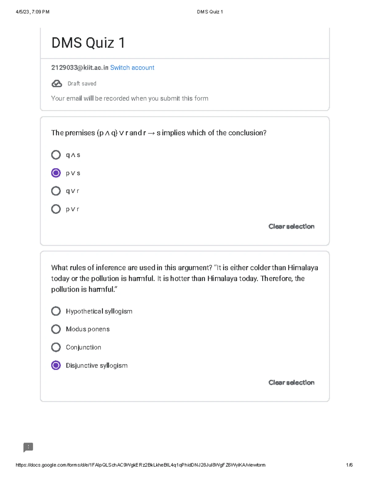 KIIT University Autumn 2023 Discrete Mathematics End Sem Exam Paper ...