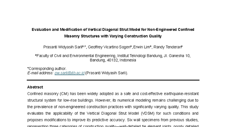 Evaluation and Modification of VDSM for Confined Masonry Structures ...
