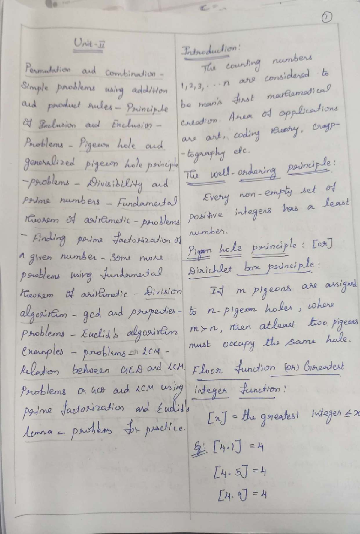 Maths Unit 2 - Notes on Permutations, Combinations, and Principles ...