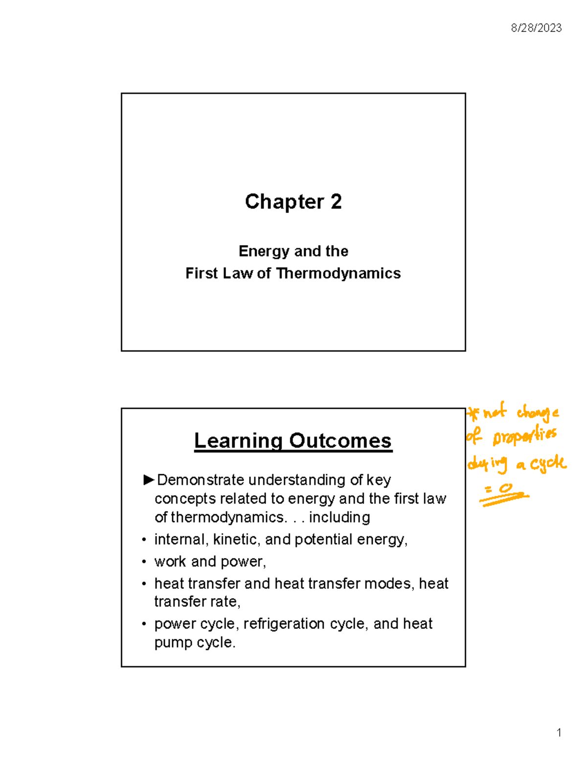 Ch 02 - Lecture Notes on Thermodynamics: Energy & First Law - Studocu