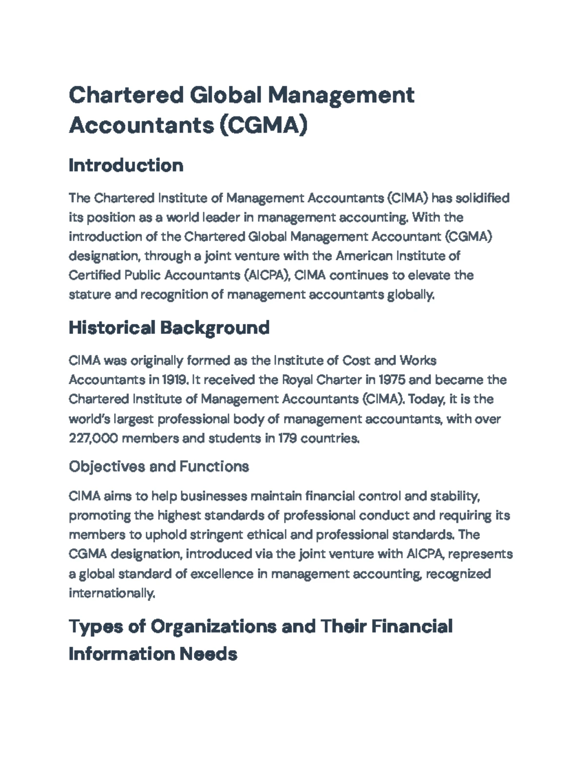 Chartered Global Management Accountants: Professional Insights & Ethics ...