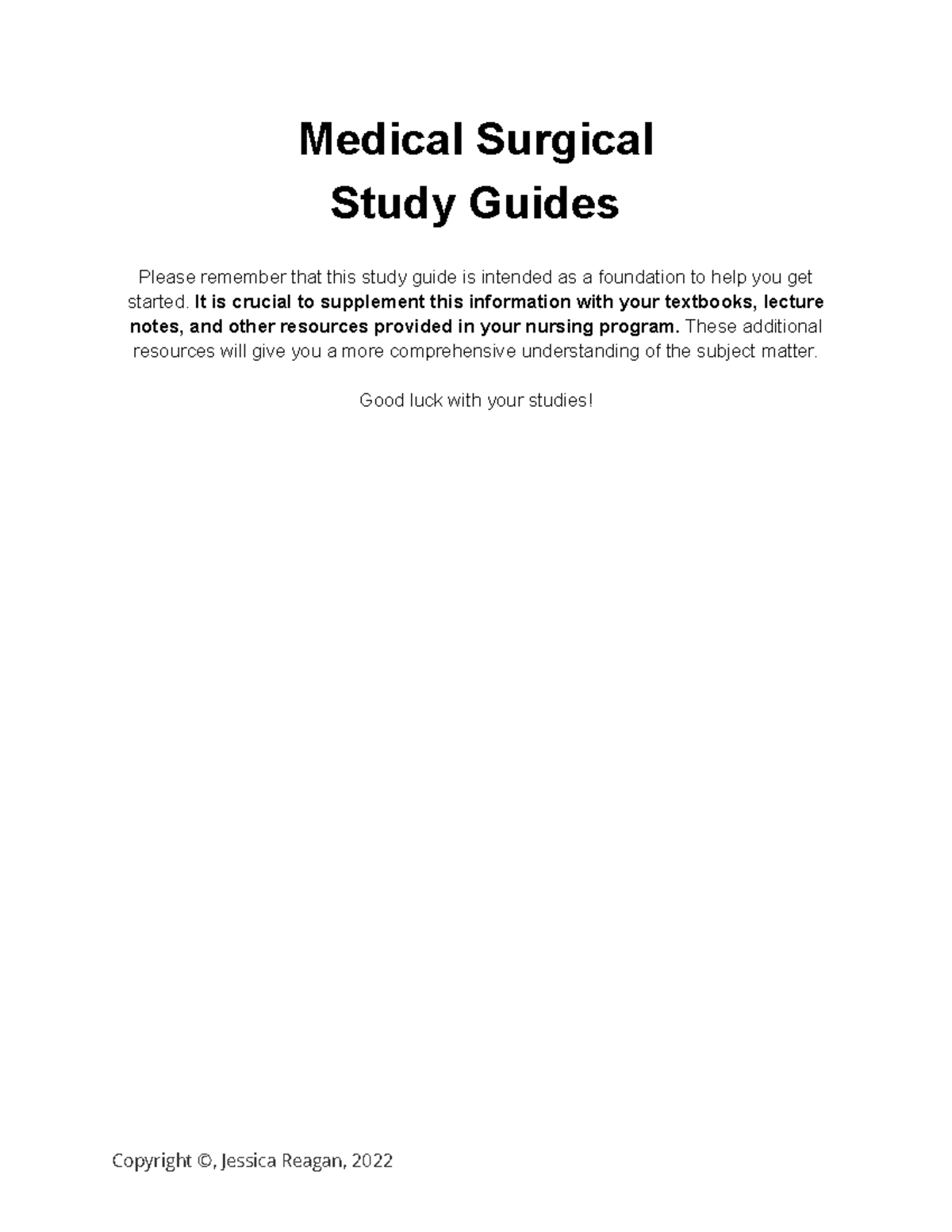 Med surg study guide 57 - Notes - Medical Surgical Study Guides Please ...