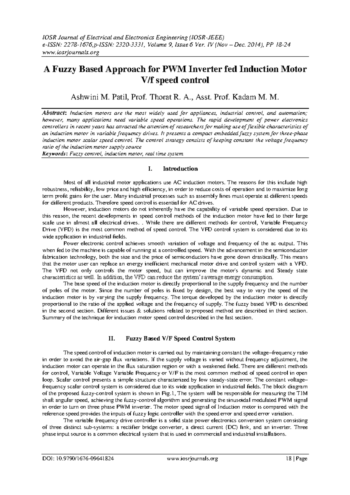 A Fuzzy Logic Approach for PWM Inverter Induction Motor Control - Studocu