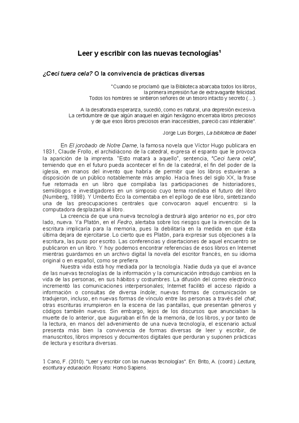 3. Cano. Prácticas de Lectura y Escritura en la Era Digital - Studocu