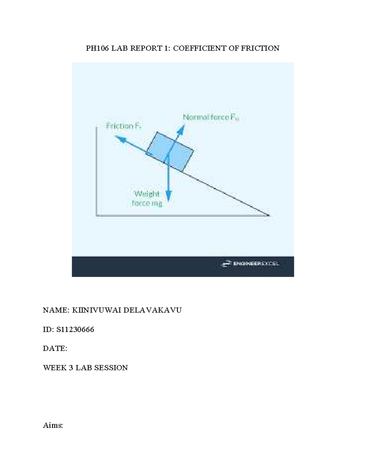 PH106 LAB REPORT 1: COEFFICIENTS OF FRICTION ANALYSIS - Studocu