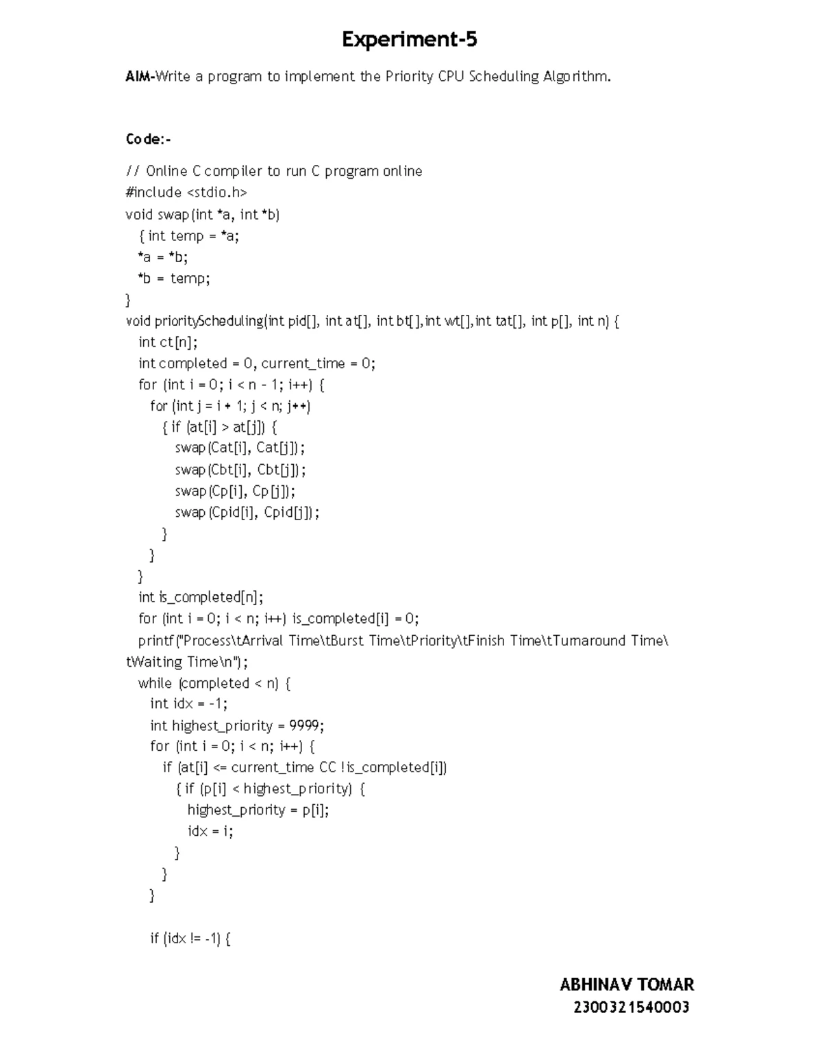 OS Lab 2nd A2 Exp 8: Simulating Algorithm in C Code - Studocu