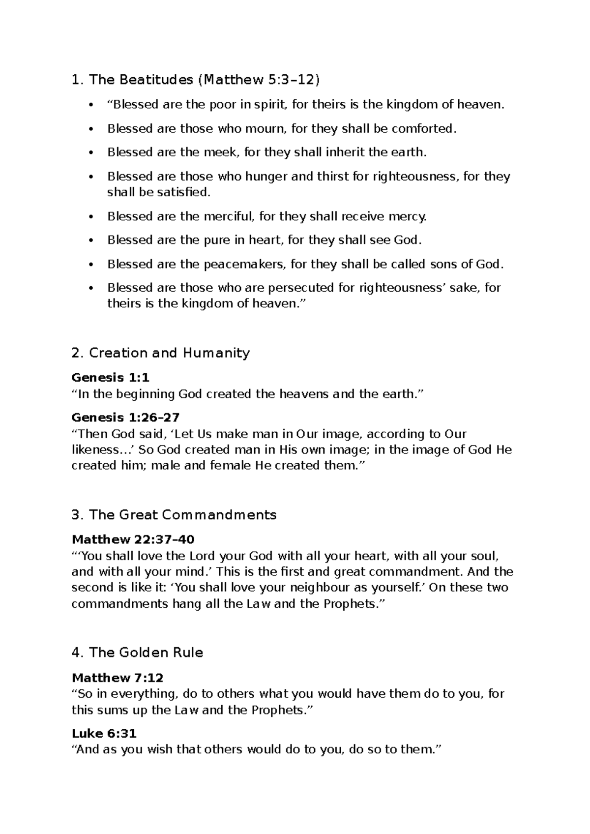 Biblical Teachings: Key Scriptures and Principles (Course Code: 1 ...