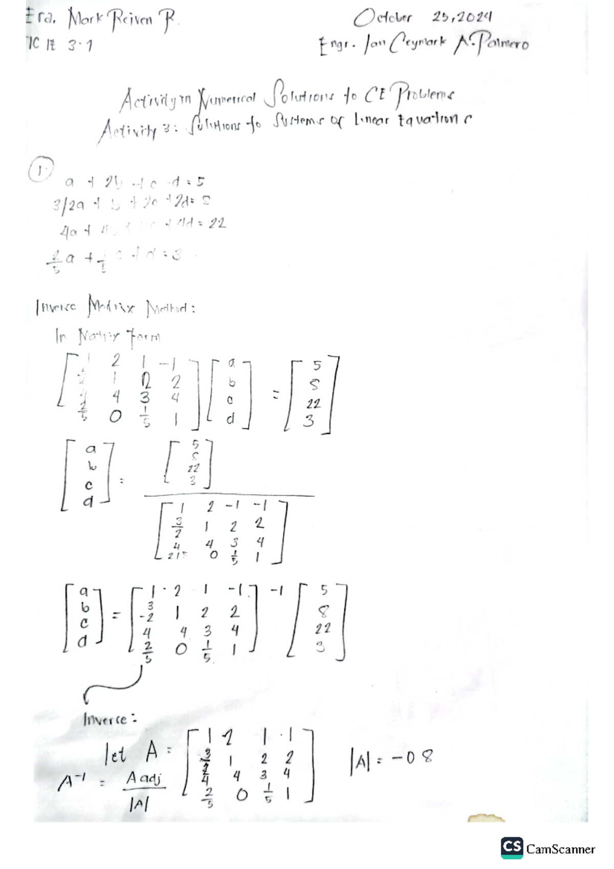 Numerical Solutions to CE Problems - Activity 3 (ENGR 101) - Studocu