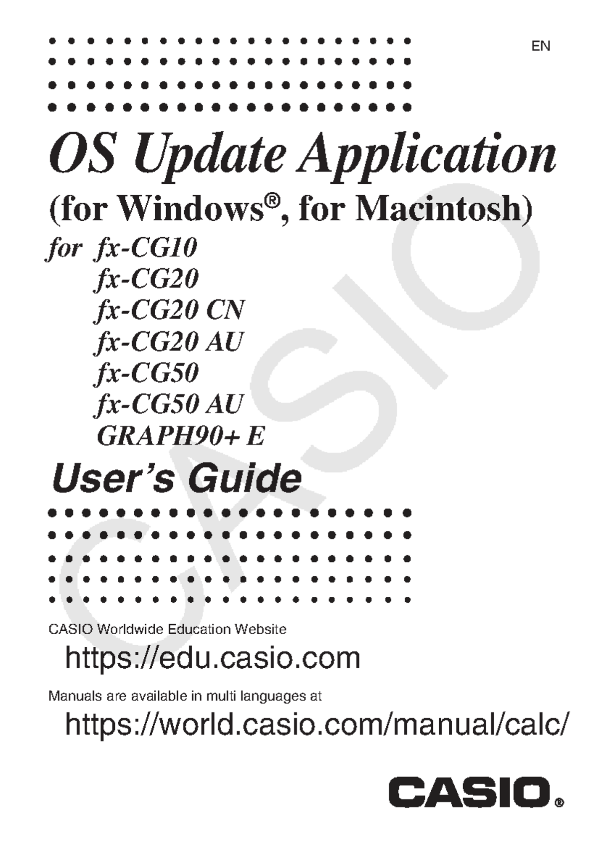 EN OS Update Application for CASIO fx-CG Series (Readme) - Studocu