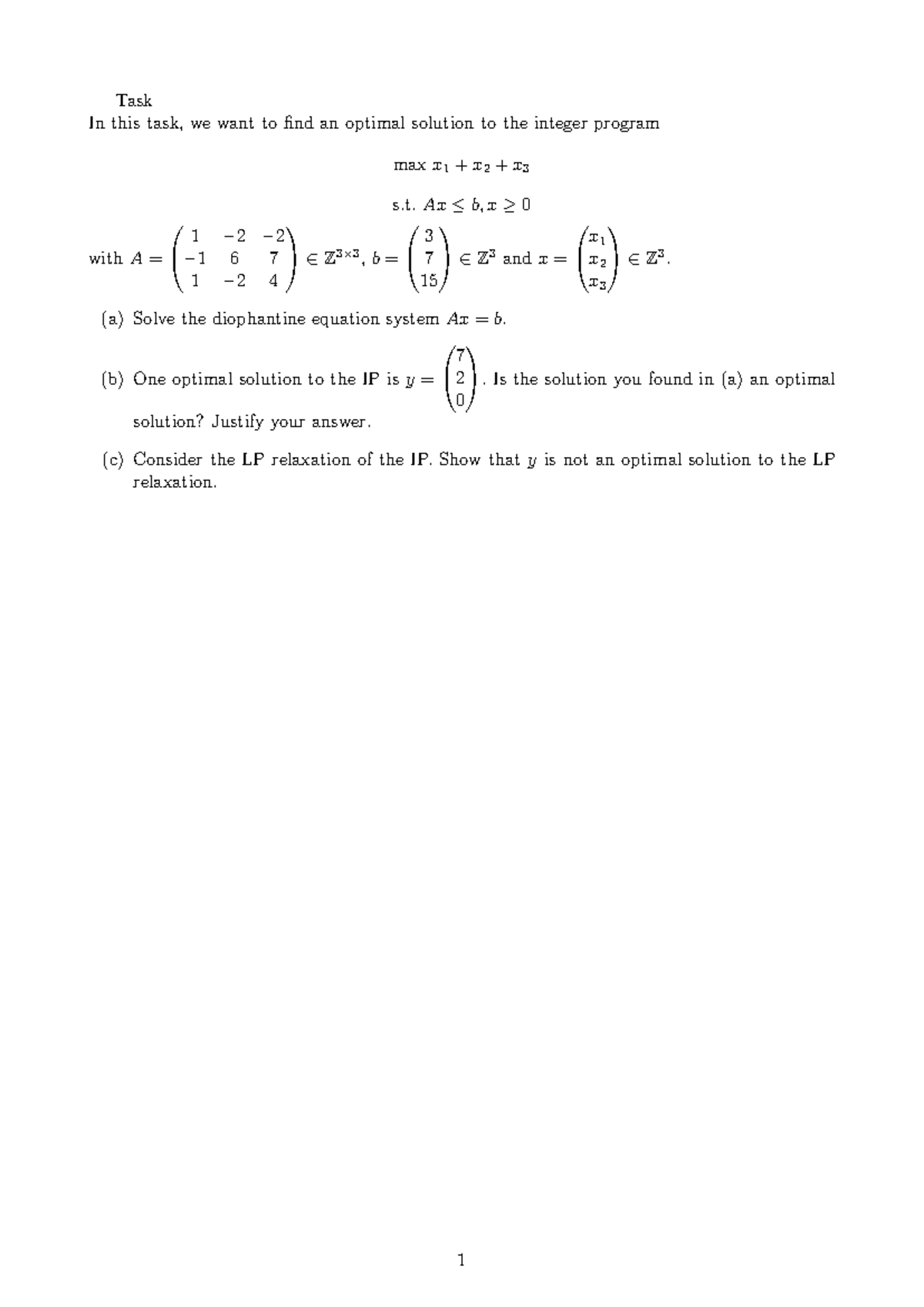 Integer Programming Task: Optimal Solution Analysis (2022) - Studocu