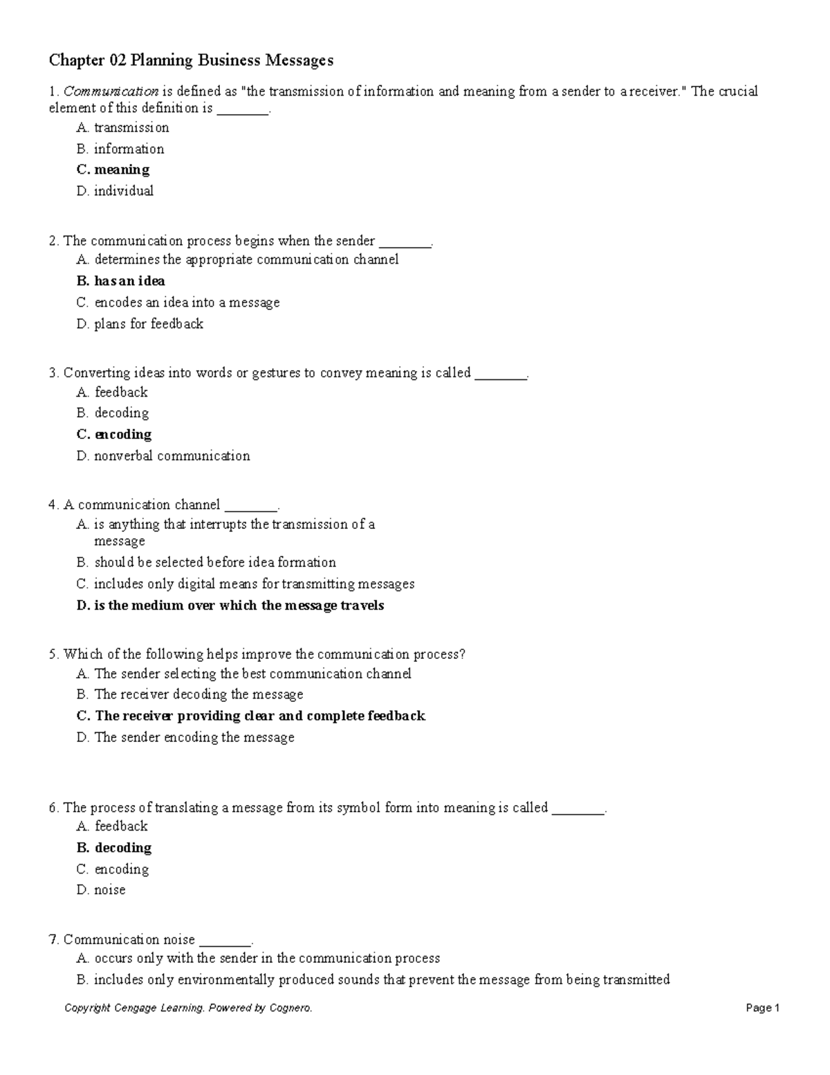 C2 - Chapter 02 Business Communication Quiz Questions - Studocu