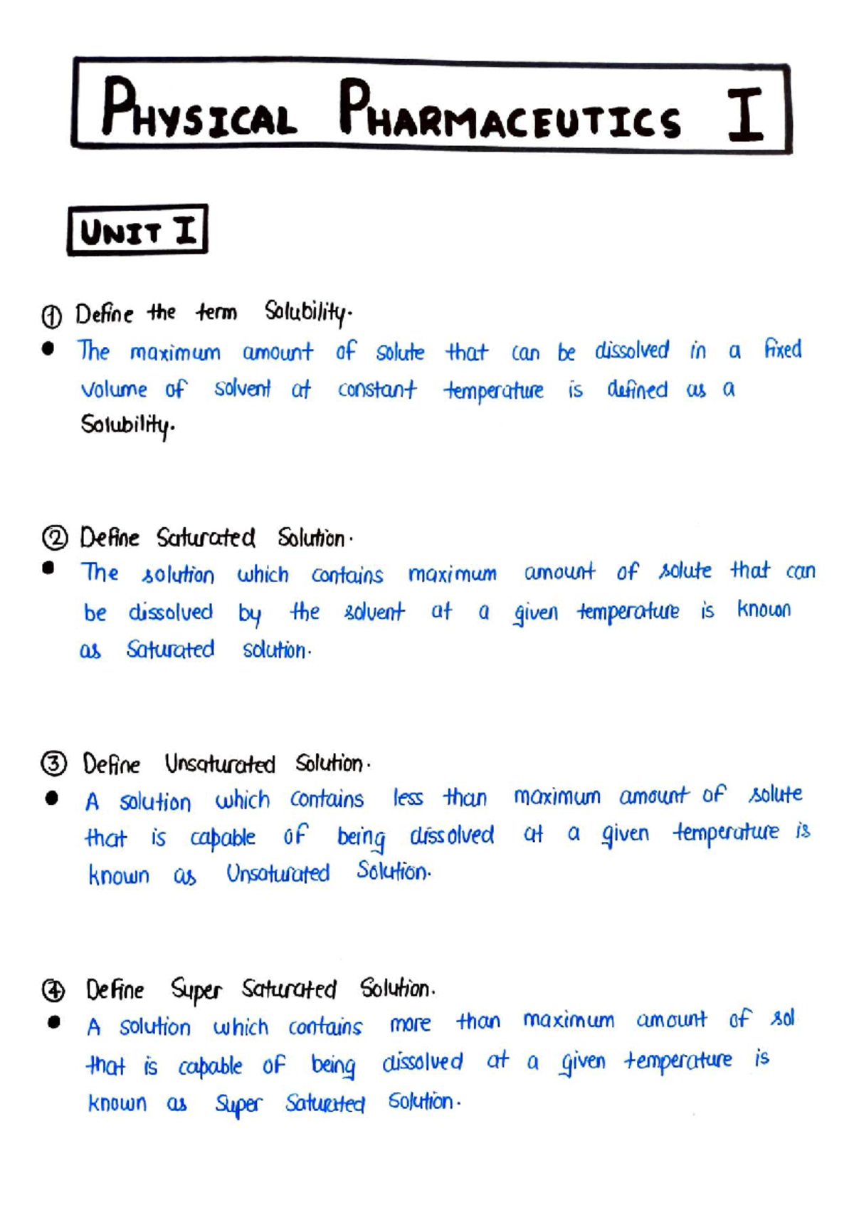 Physical Pharmaceutics II - Unit I: Key Concepts and Definitions - Studocu