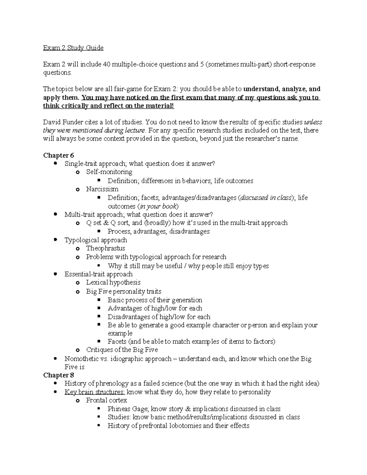 Exam 2 Study Guide for PSY 331: Key Topics & Concepts - Studocu