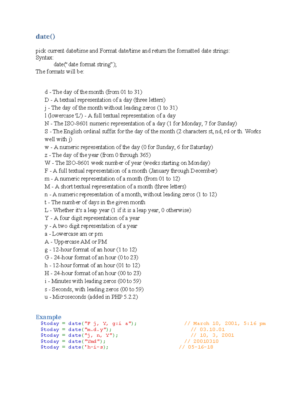 Date and Time Functions in PHP: Syntax and Examples - Studocu