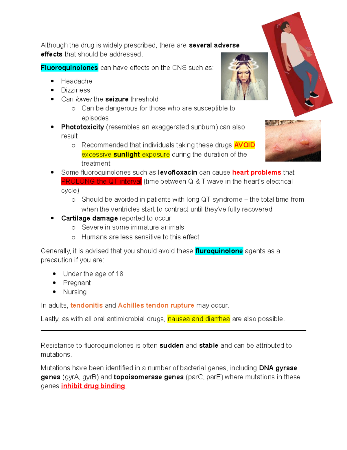 Pharm Notes 4: Adverse Effects of Fluoroquinolones Explained - Studocu