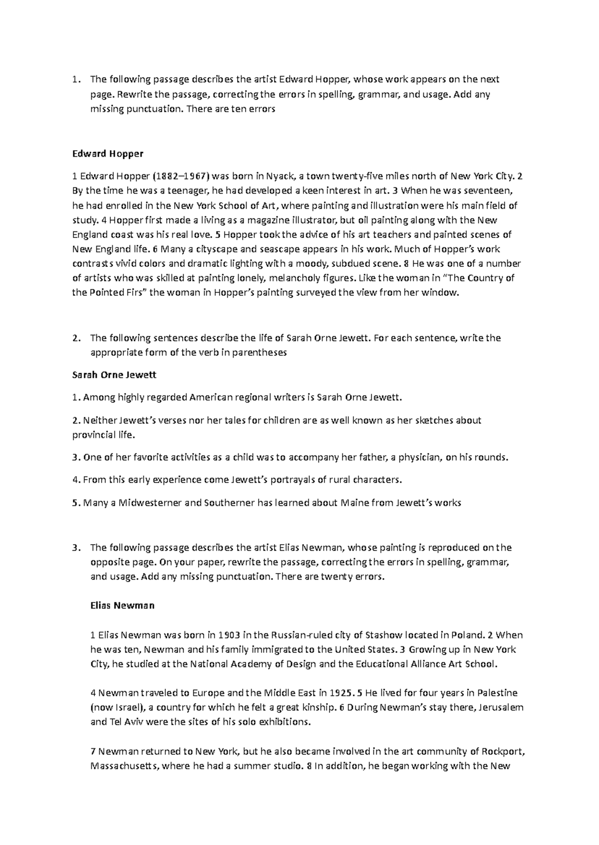 EDU 101: Exercise on Grammar and Parallel Structure Corrections - Studocu