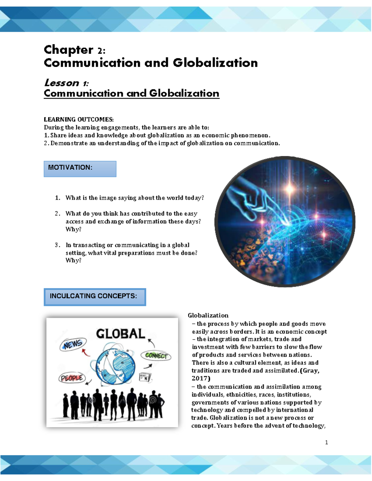 GEC-5 Module Chapter 2: Communication & Globalization Lessons 1-3 - Studocu
