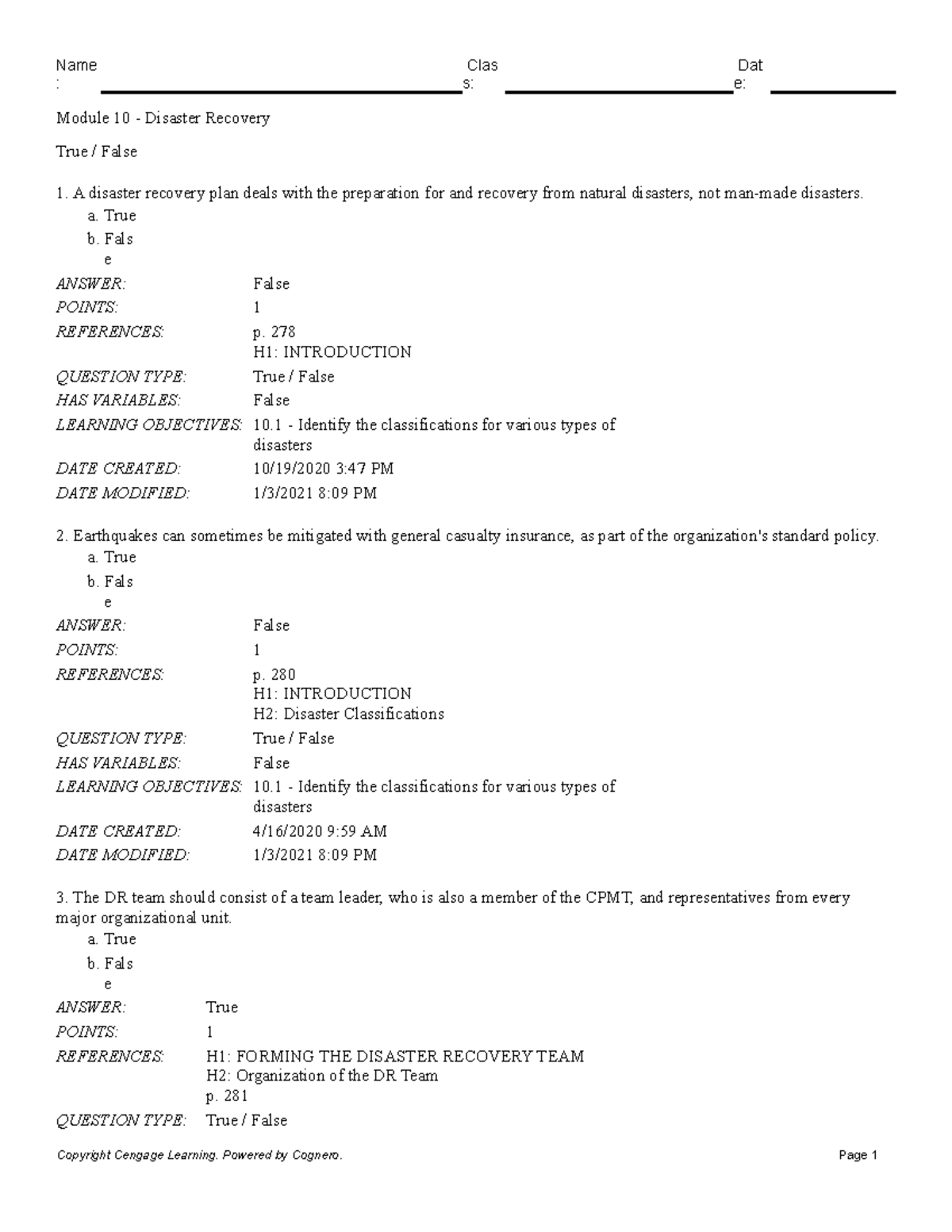 Module 10 - Comprehensive Guide to Disaster Recovery Concepts - Studocu