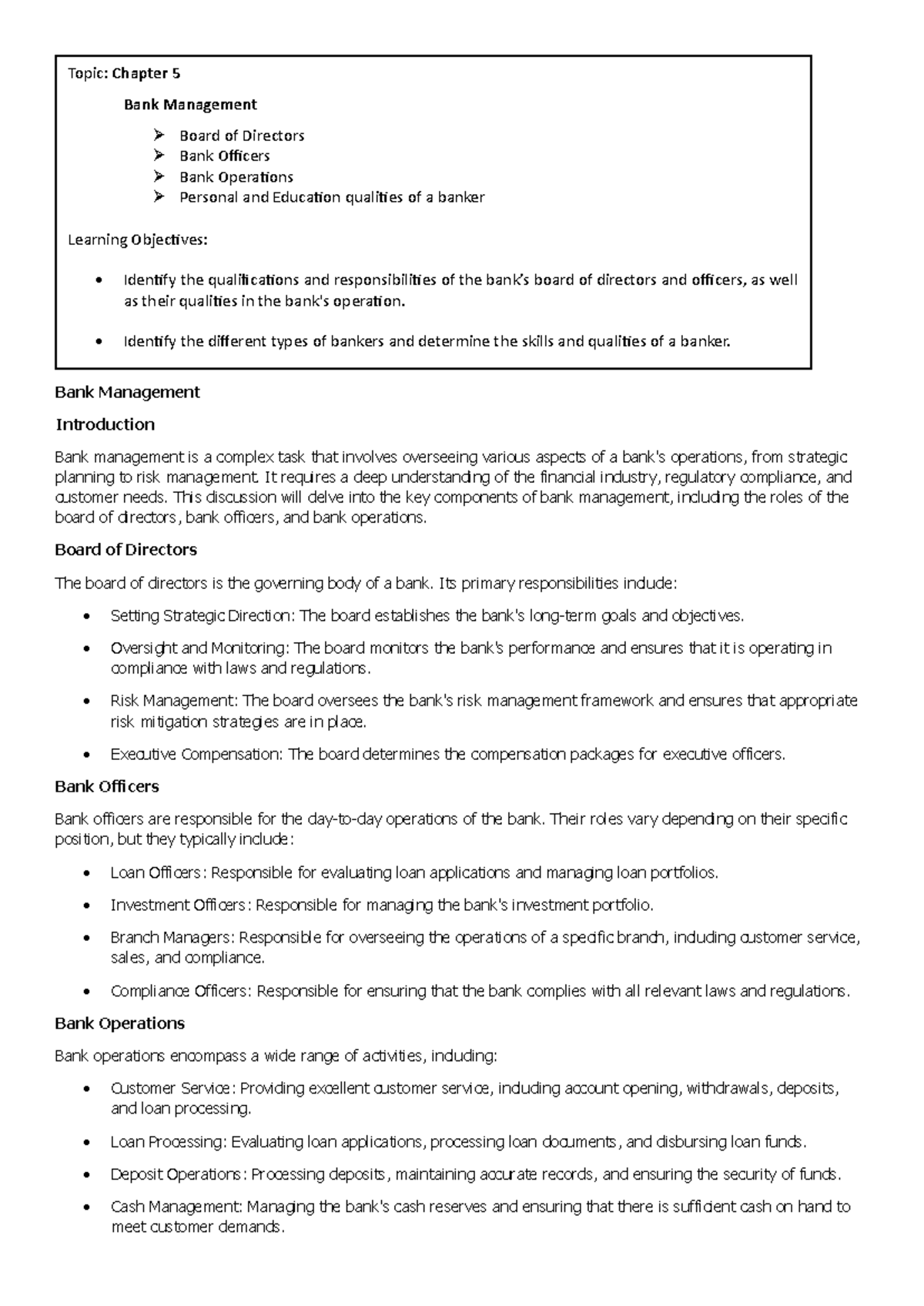 Banking and Financial Institutions: Comprehensive Reviewer (Chapters 5 ...