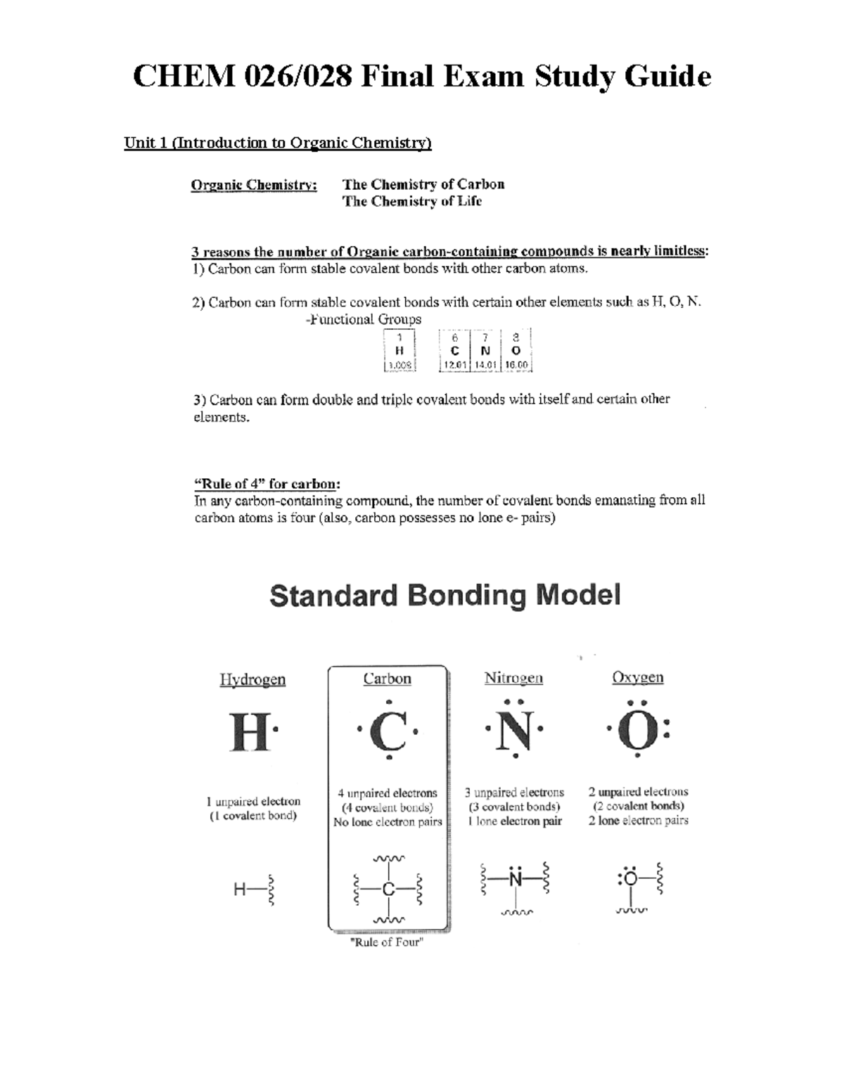 CHEM 026/028 Final Exam Study Guide - Studocu