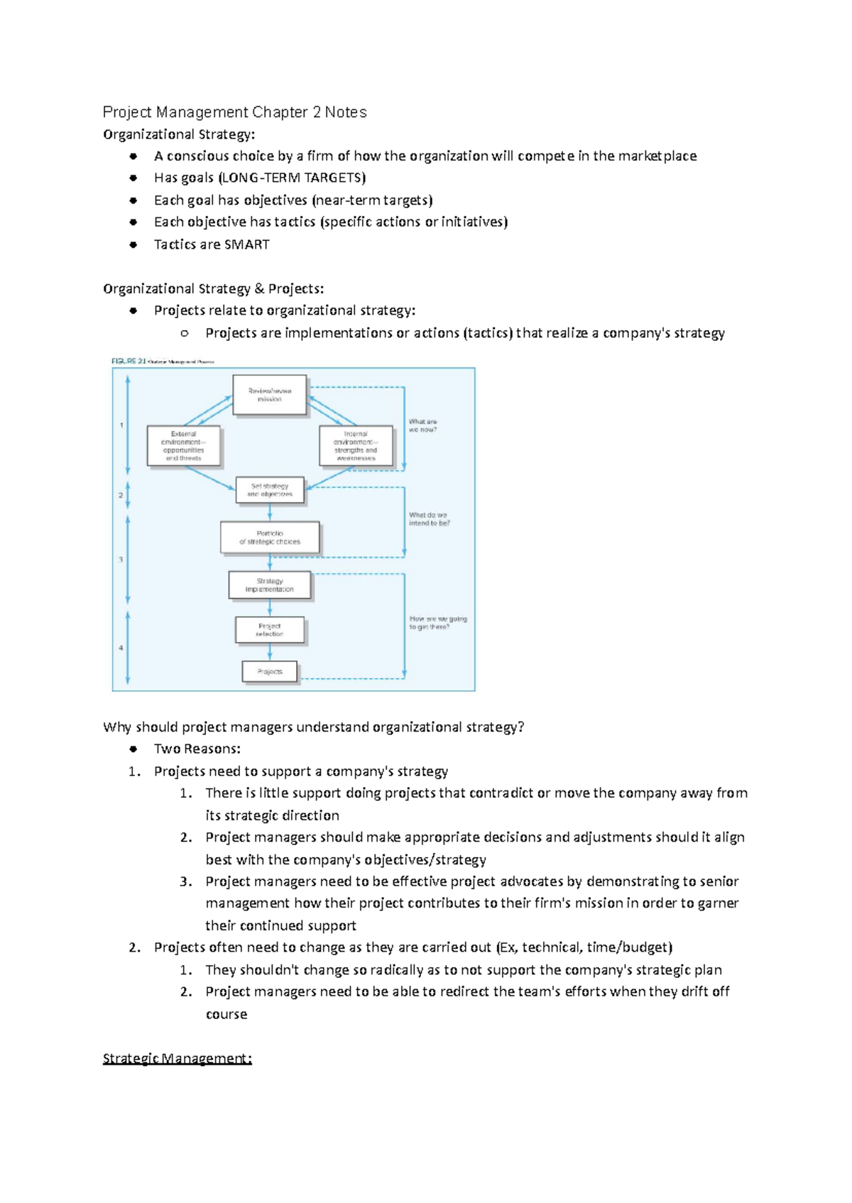 Project Management CH2 Notes: Aligning Projects with Strategy - Studocu