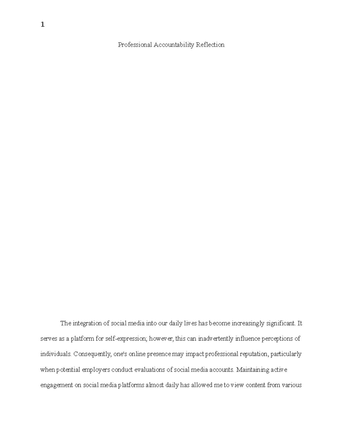 Professional Accountability Reflection 2: Social Media Impact on Image ...