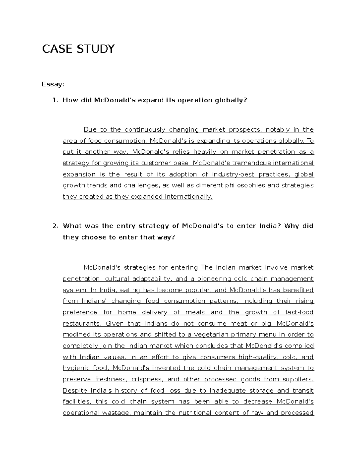 Course Files 2 Session 2 Case Study: McDonald's Global Expansion ...