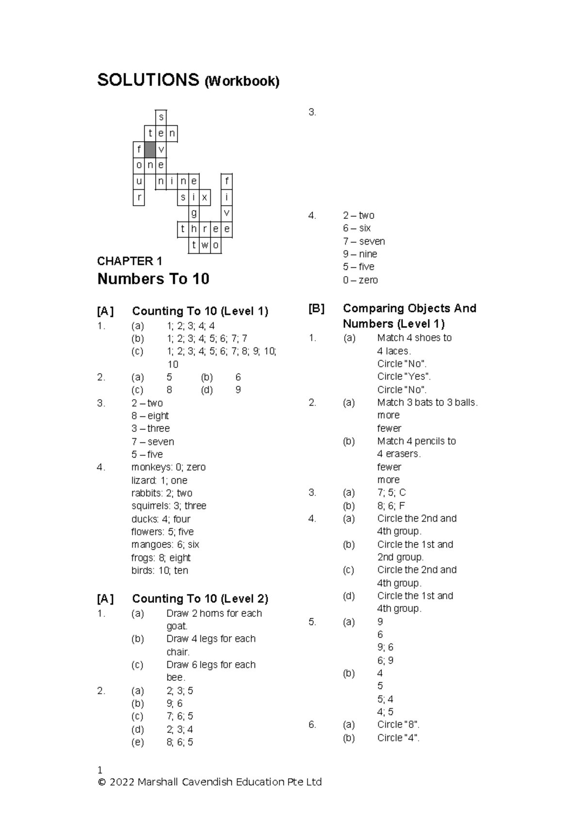01 MPAH 1A 01 Chapter 1 Overview: Numbers to 10 Learning Guide - Studocu