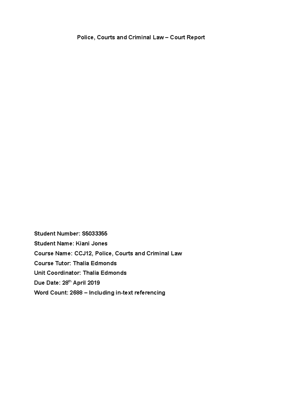 Court Report - Police, courts, Crim law - Police, Courts and Criminal ...