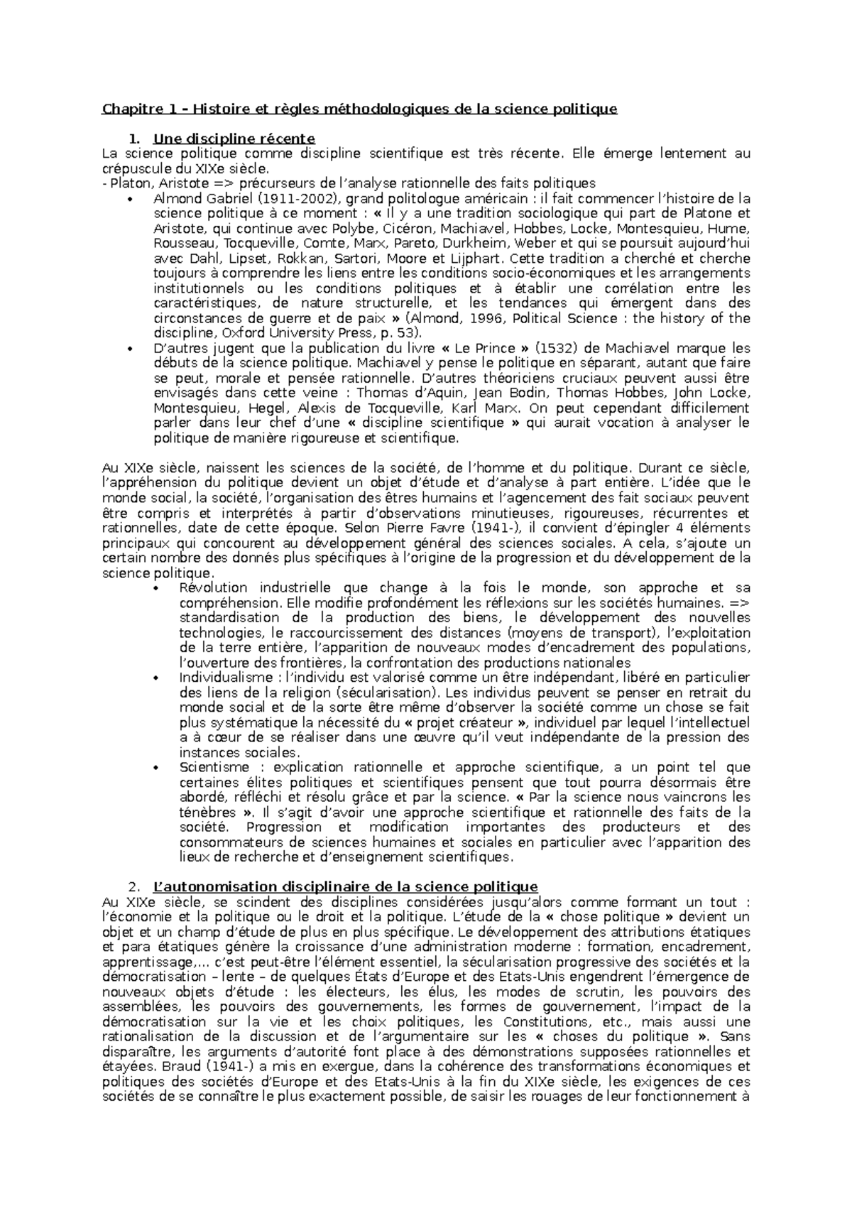 Polid 101 - Chapitre 1 : Histoire et Méthodes en Science Politique ...