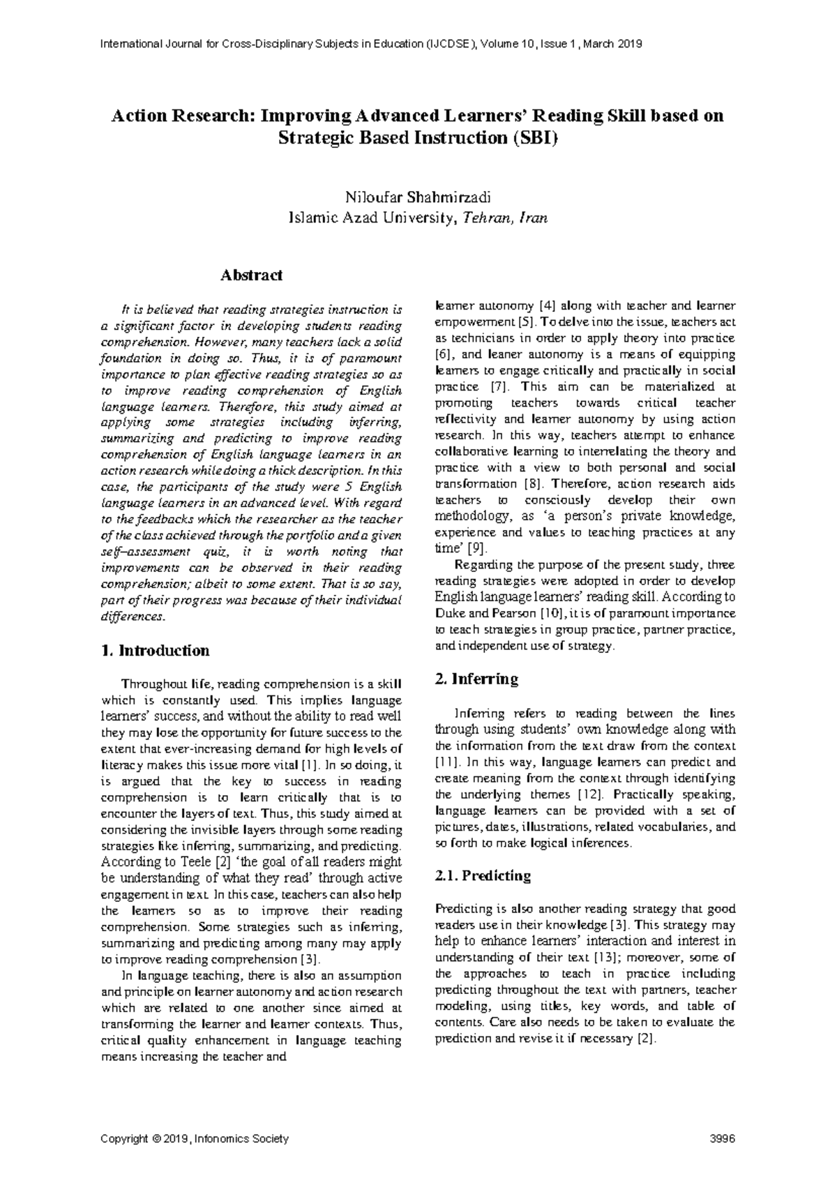 Action Research Improving Advanced Learners Reading Skill - However ...