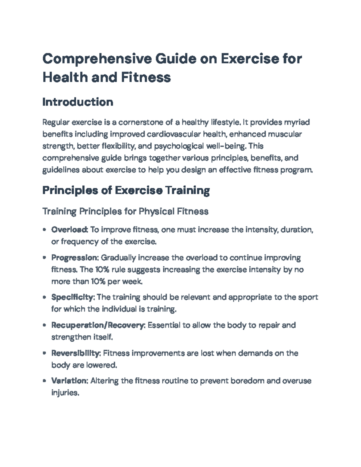 Comprehensive Exercise and Fitness Guide: Key Principles and Benefits ...