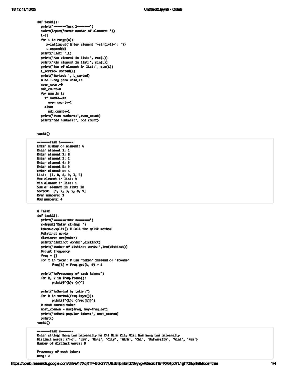 23130004 Lab 2: Python Tasks and Functions Overview - Studocu