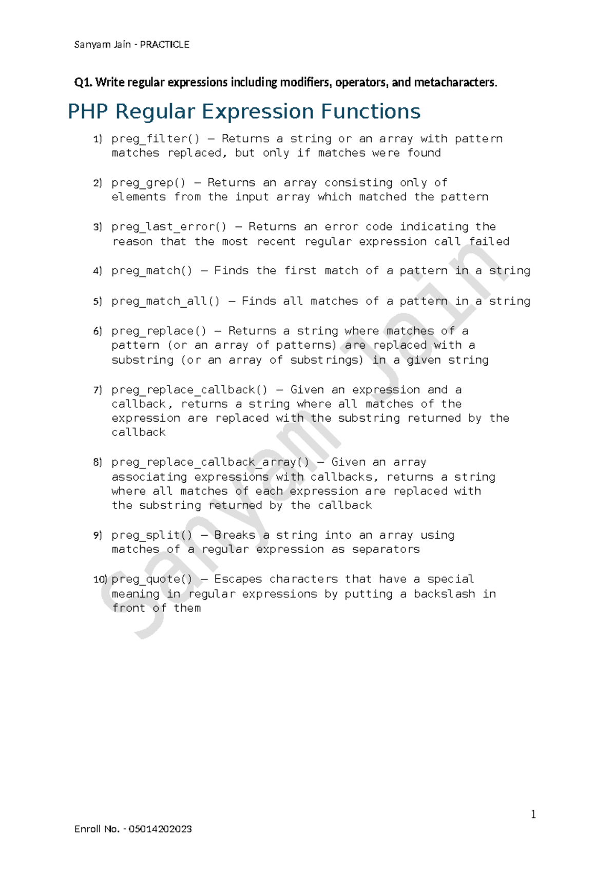 WBP Lab Assignment: PHP Regular Expressions & Control Transfer Code ...