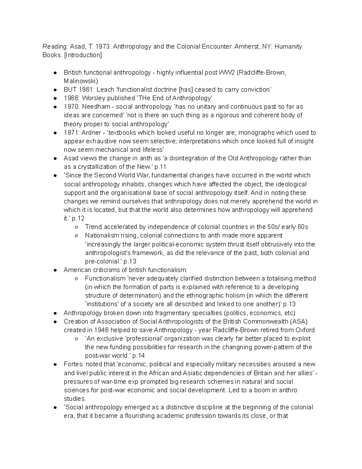 Summary of Anthropology and the Colonial Encounter (T-ANTH 101) - Studocu