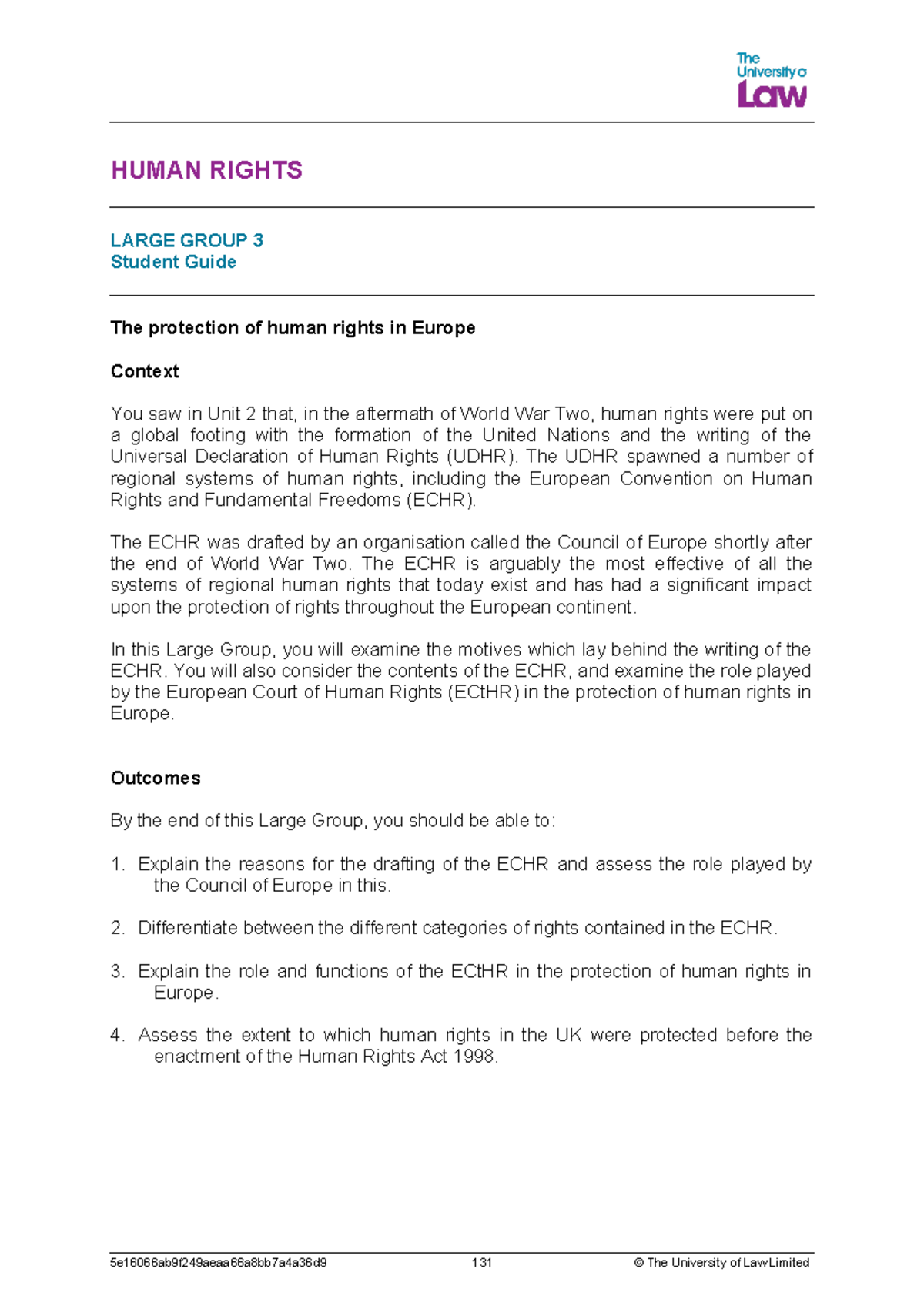 Human Rights Large Group 3: Understanding the ECHR and Its Impact - Studocu