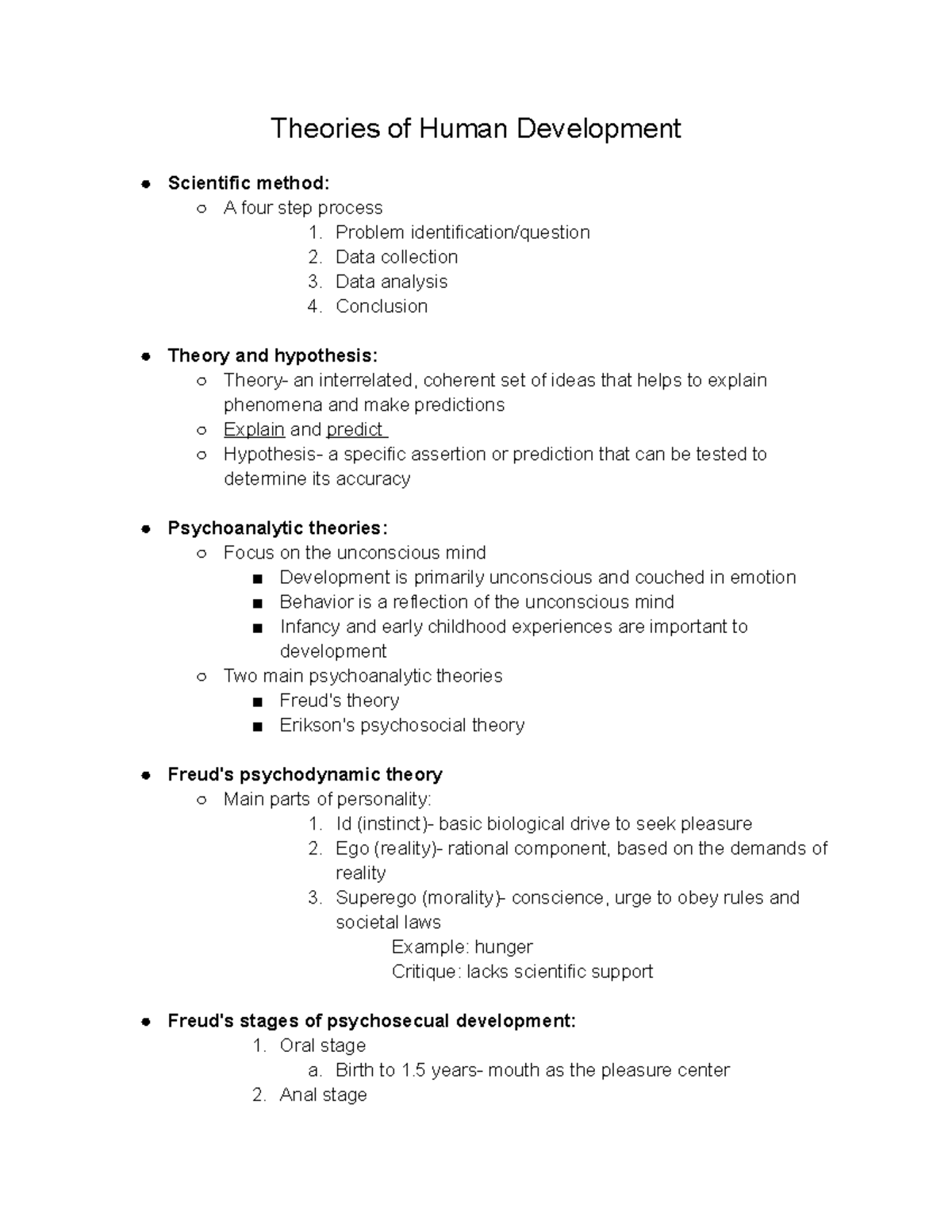 August 27th Notes - teacher is bonney - Theories of Human Development ...