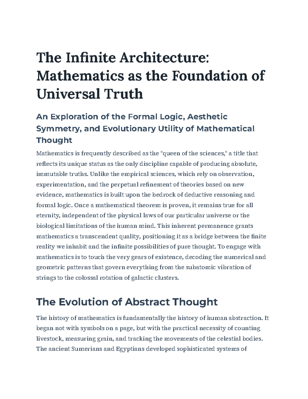Mathematics as the Foundation of Universal Truth: An Exploration of ...