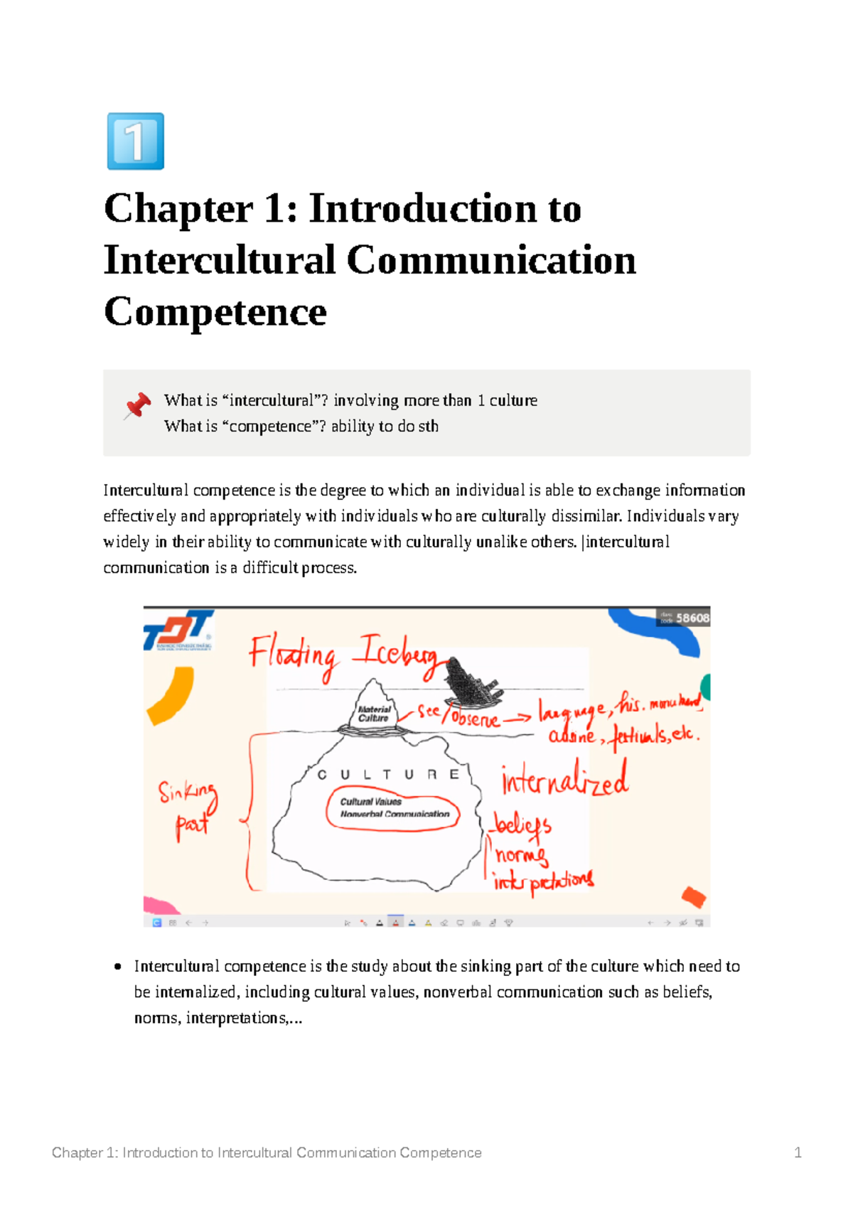 Chapter 1: Intro to Intercultural Comm. Competence - Key Concepts ...