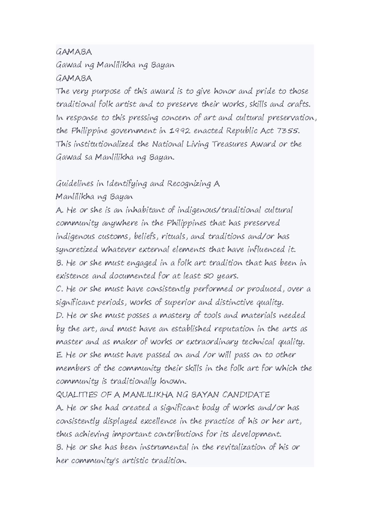 GAMABA: Exploring the Gawad ng Manlilikha ng Bayan Award for Artists ...