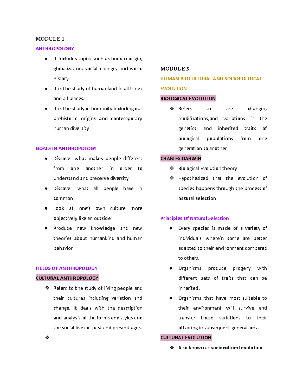 UCSP Reviewer Q3: Anthropology, Human Evolution, and Social Structures ...