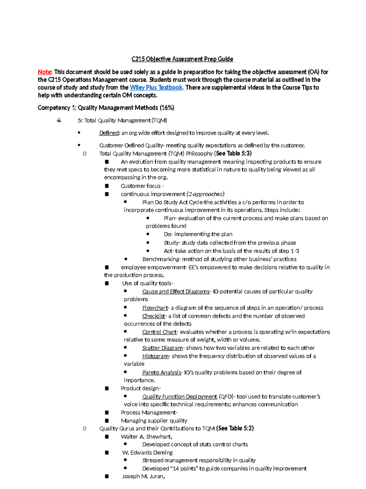 C215 Objective Assessment Prep Guide - Students must work through the ...