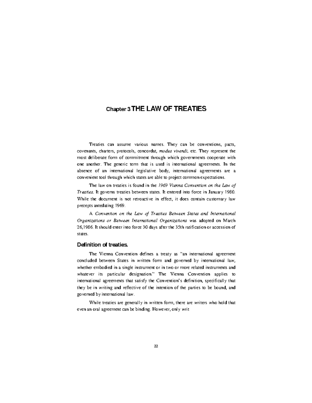 Chapter 3 & 4: The Law of Treaties and International Agreements - Studocu