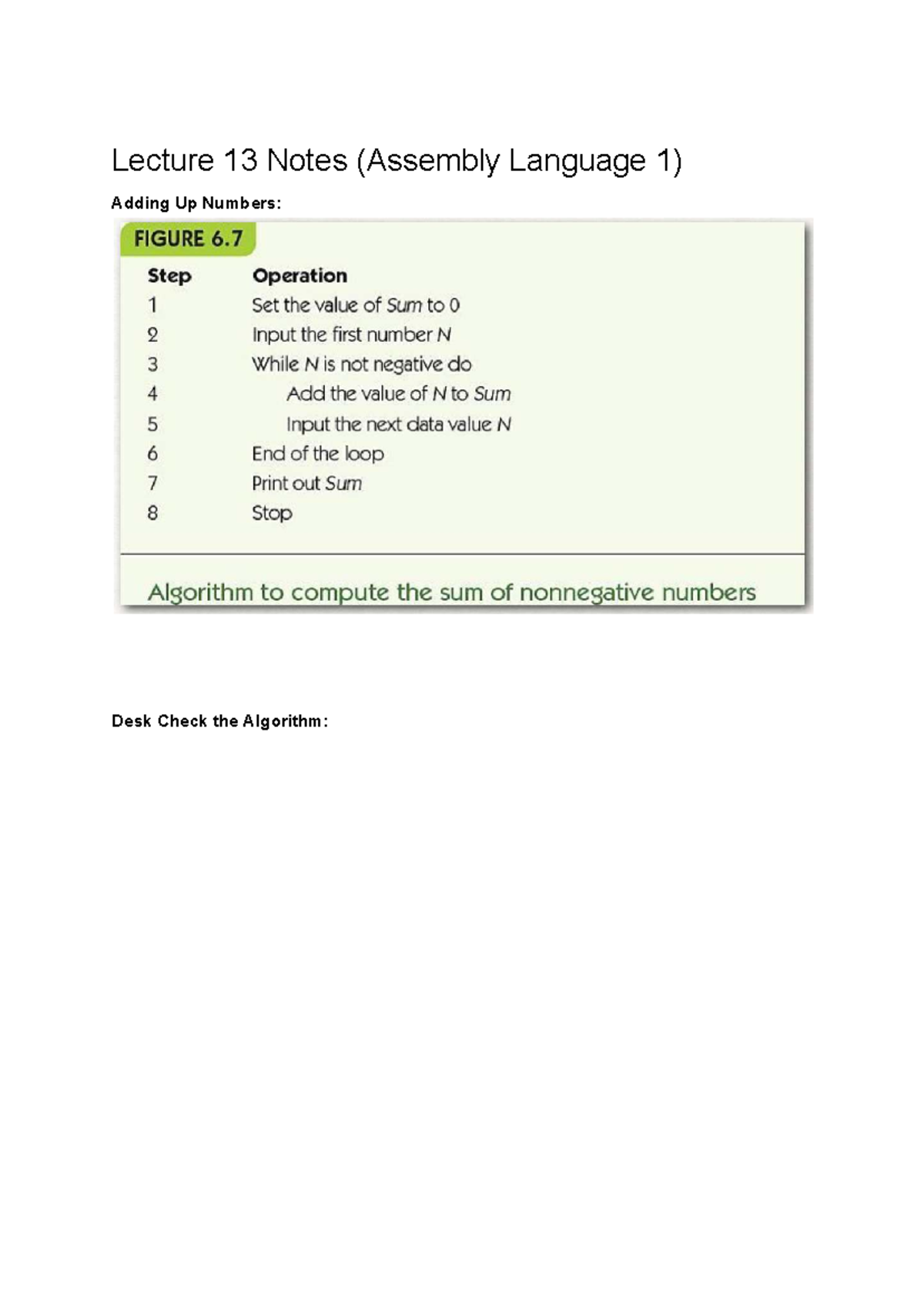 Comp Sci 110 Lecture 13 Notes: Assembly Language & Algorithms - Studocu