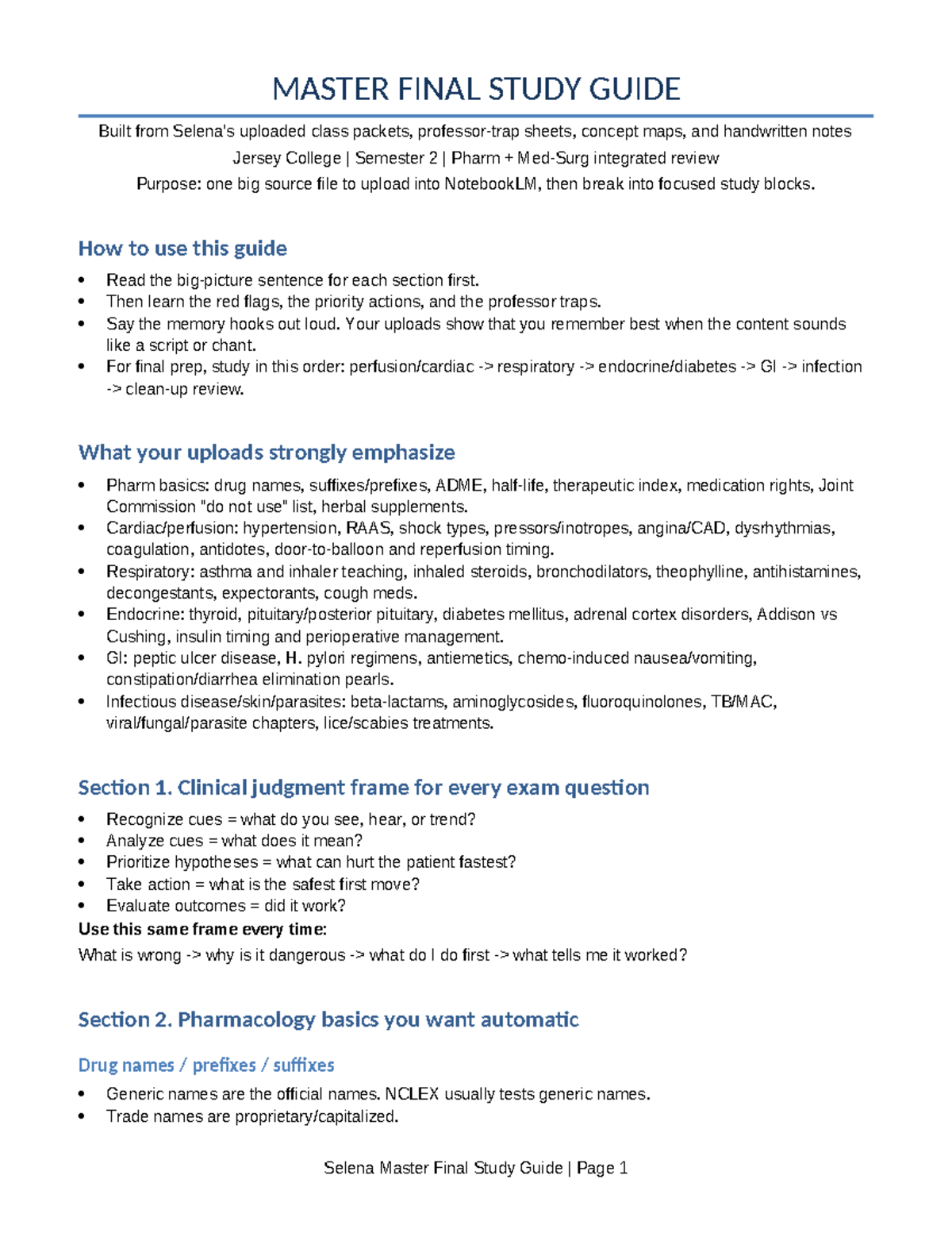 Pharm 2 Master Final Study Guide: Key Concepts & Review Notes - Studocu