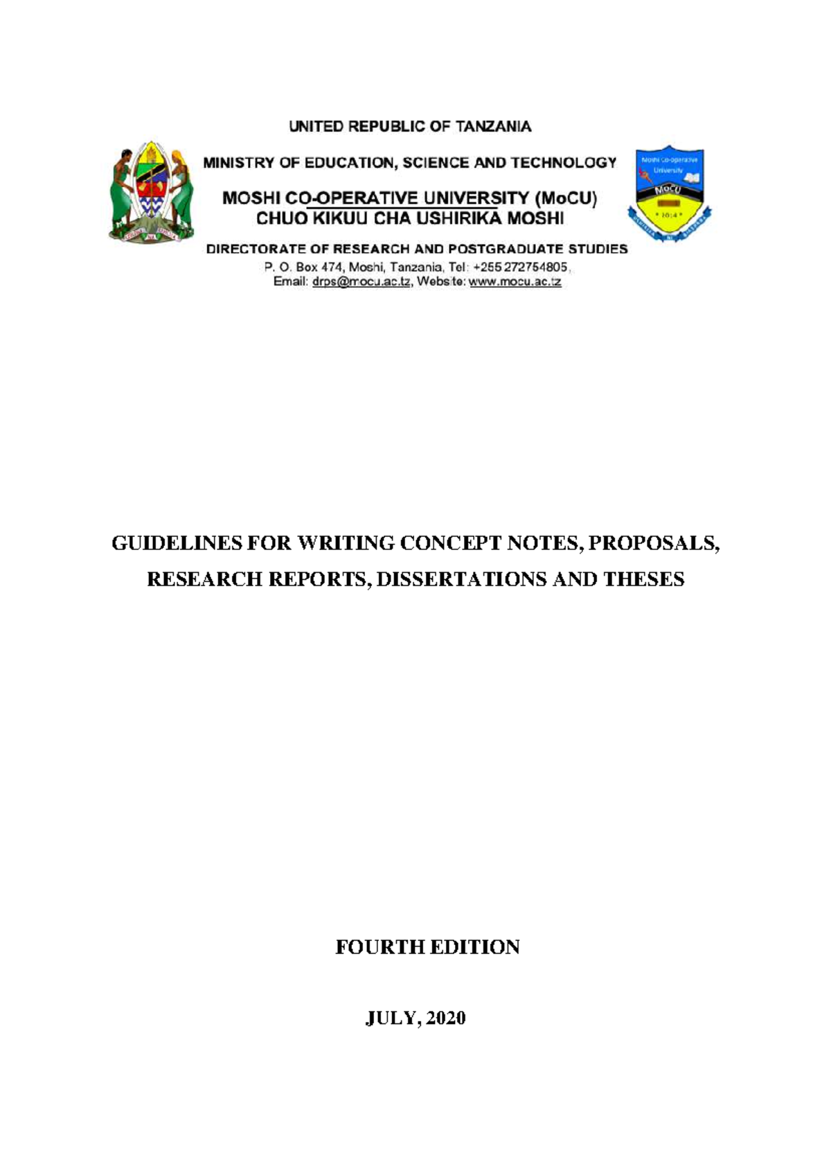 Guidelines for Writing Proposals, Research Reports, and Theses (2020 ...