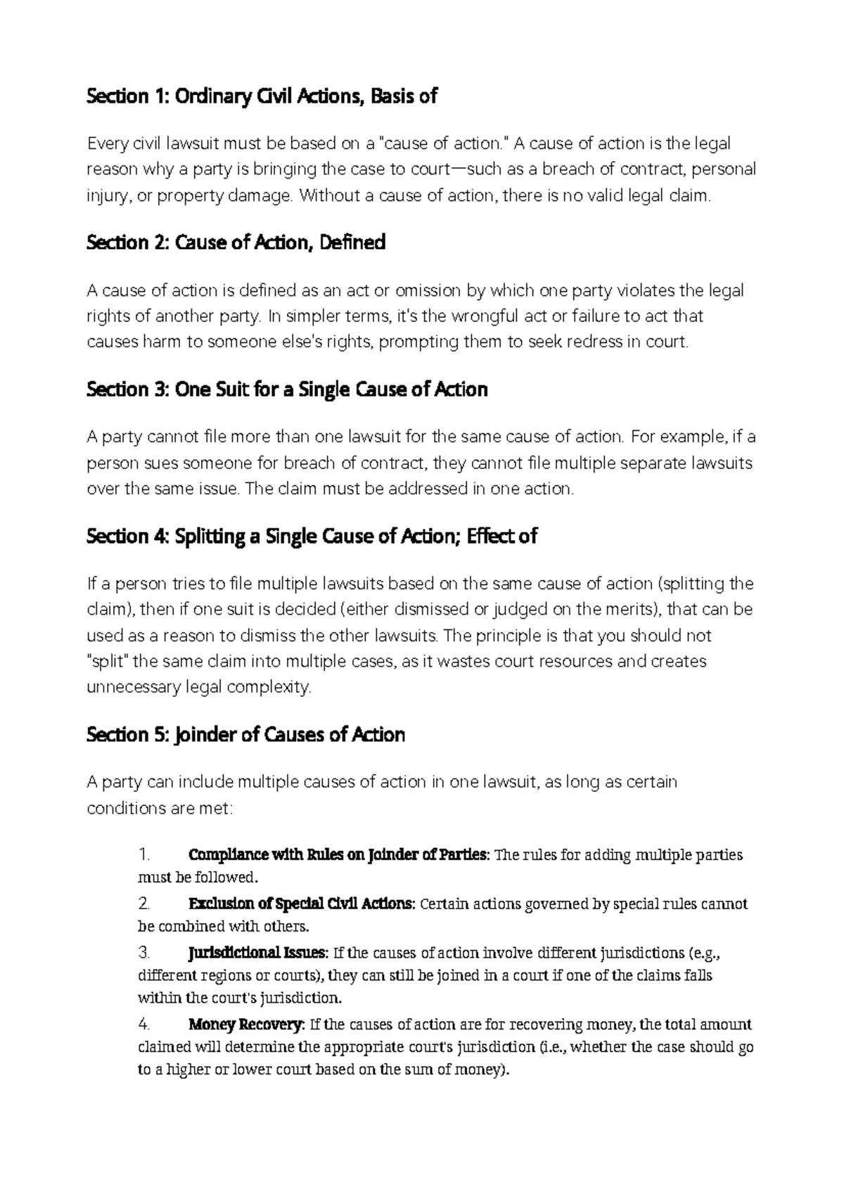 Rule 1-7 Civil Procedure: Overview of Causes of Action and Parties ...