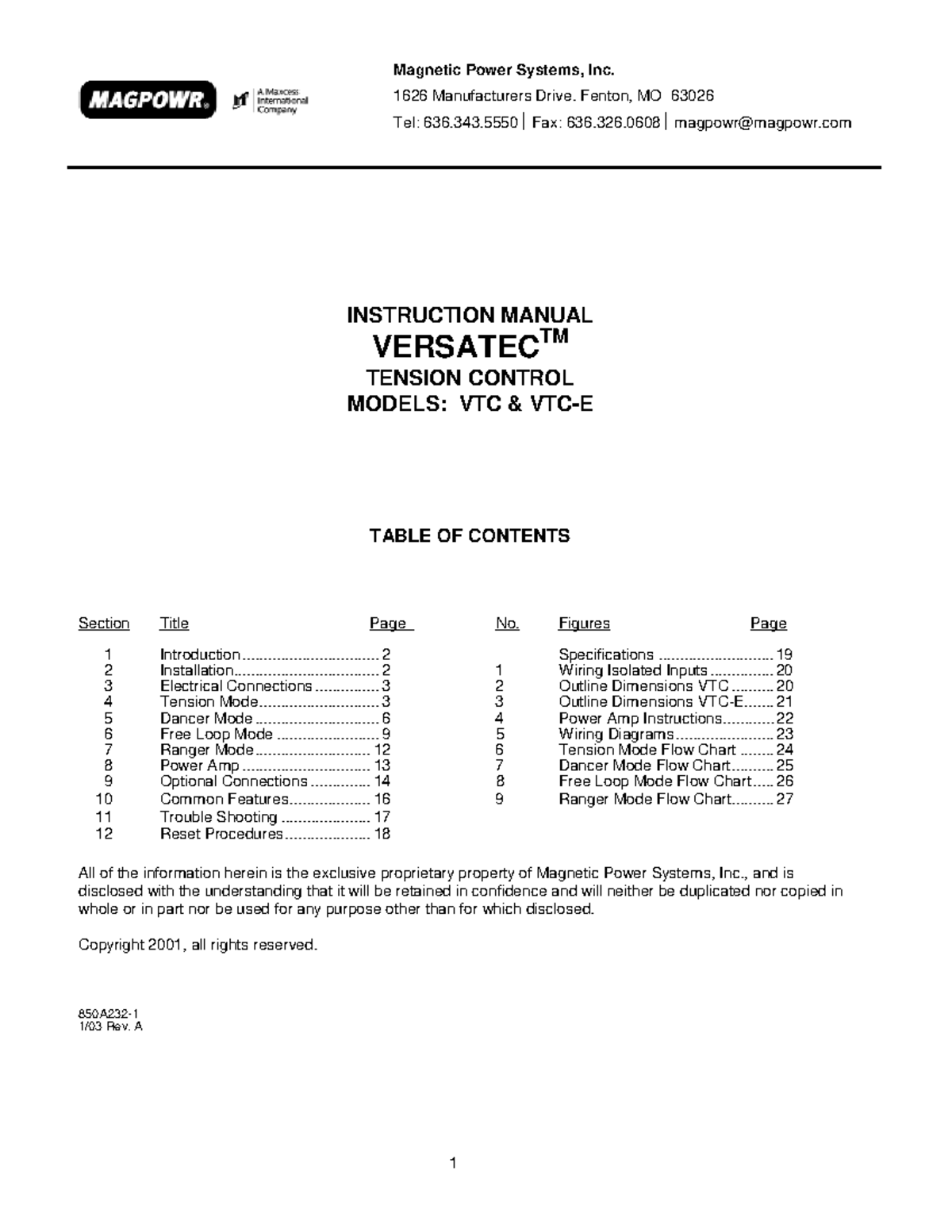 Instruction Manual - Versatec Tension Control - Magnetic Power Systems ...